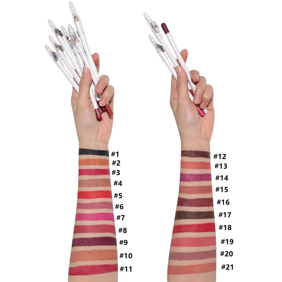 21 Shade HD Lip Definer Pencil with Sharpener - MQO 25 pcs