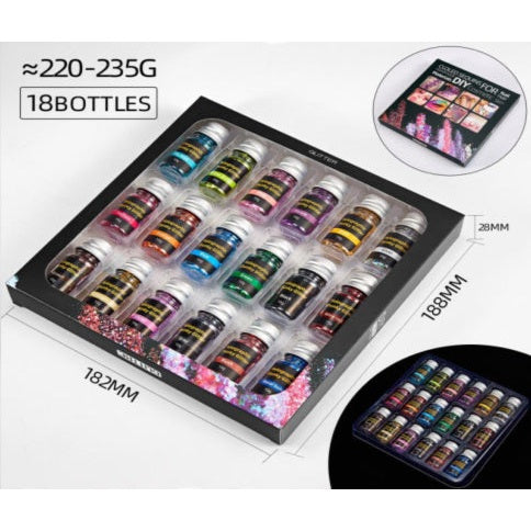 Holographic Chunky Glitter 18 Piece Set - MOQ 12 pcs