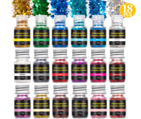 Holographic Chunky Glitter 18 Piece Set - MOQ 12 pcs