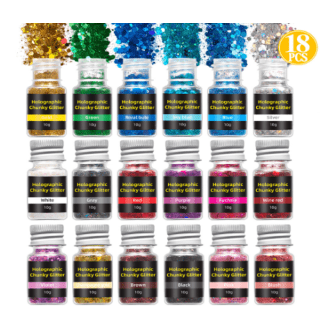 Holographic Chunky Glitter 18 Piece Set - MOQ 12 pcs