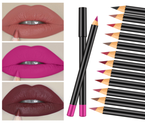 12 Shade High Pigment Matte Lip Pencils - MQO 12 pcs
