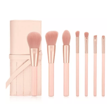 7 Piece Designer White Pro Brush Set w/Stylish Bag - MQO 25 pcs