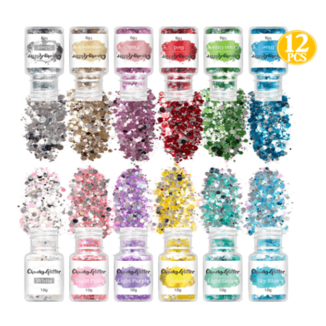 Silver River Chunky Glitter 12 Piece Set - MOQ 12 pcs