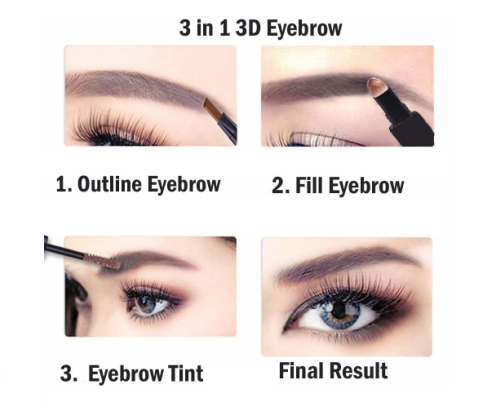 3 in 1 Eyebrow Enhancing Pencil with Liner Brow Powder and Brush - MQO 25 pcs - TASH Cosmetics, LLC