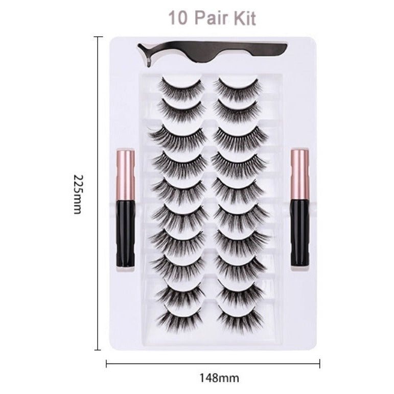 Silk Lash Kit - 10 Pair Magnetic Eyelashes and Eyeliner - MQO 50 pcs