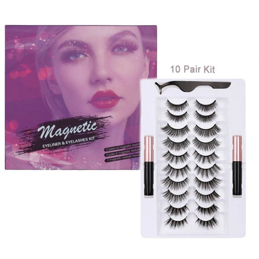 Silk Lash Kit - 10 Pair Magnetic Eyelashes and Eyeliner - MQO 50 pcs