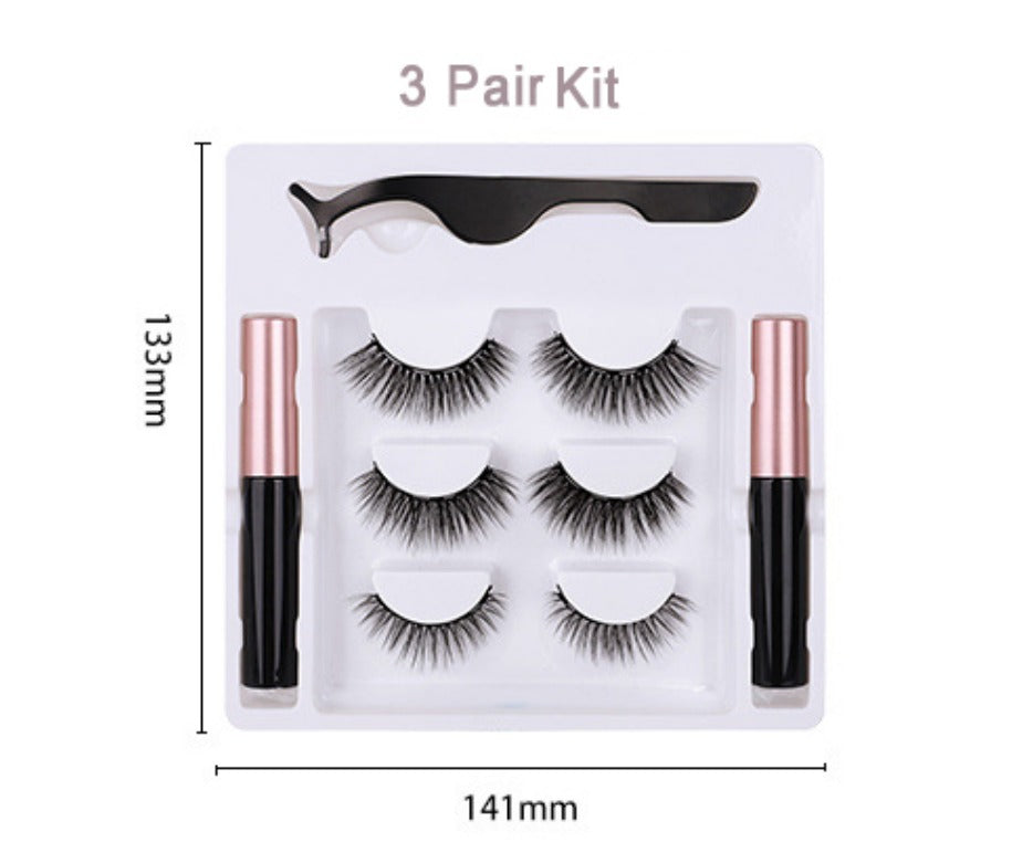Silk Lash Kit - 3 Pair Magnetic Eyelashes and Eyeliner - MQO 50 pcs