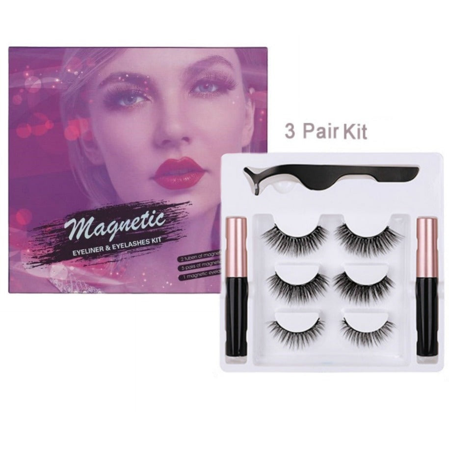 Silk Lash Kit - 3 Pair Magnetic Eyelashes and Eyeliner - MQO 12 pcs