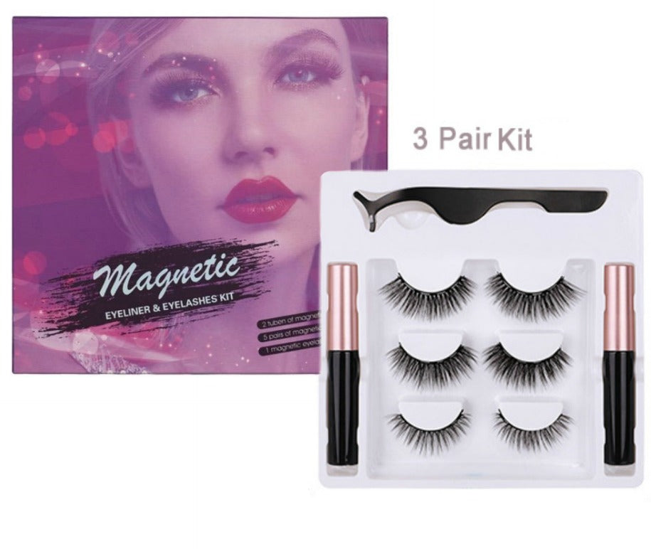 Silk Lash Kit - 3 Pair Magnetic Eyelashes and Eyeliner - MQO 50 pcs