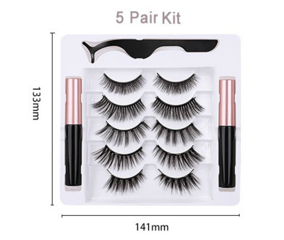 Silk Lash Kit - 5 Pair Magnetic Eyelashes and Eyeliner - MQO 50 pcs