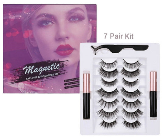 Silk Lash Kit - 7 Pair Magnetic Eyelashes and Eyeliner - MQO 12 pcs