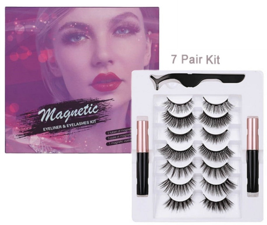 Silk Lash Kit - 7 Pair Magnetic Eyelashes and Eyeliner - MQO 50 pcs