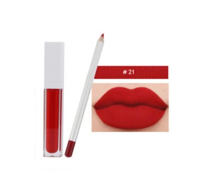 21 Shade White Box Liquid To Matte Lipstick Kit w/Matching Liner + Sharpener - MQO 12 pcs