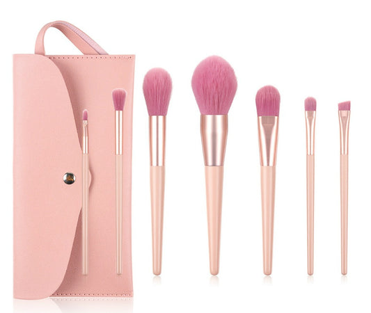 7 pc Pro Sleek Pink and Rose Gold Brush Set - MQO 12 pcs