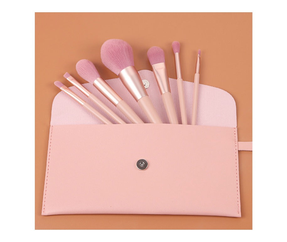 7 pc Pro Sleek Pink and Rose Gold Brush Set - MQO 12 pcs