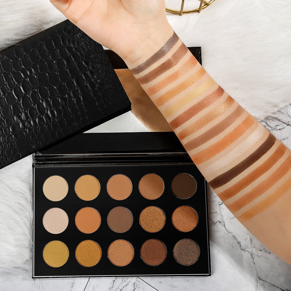 15 Shade Black Textured Case Eyeshadow Palette