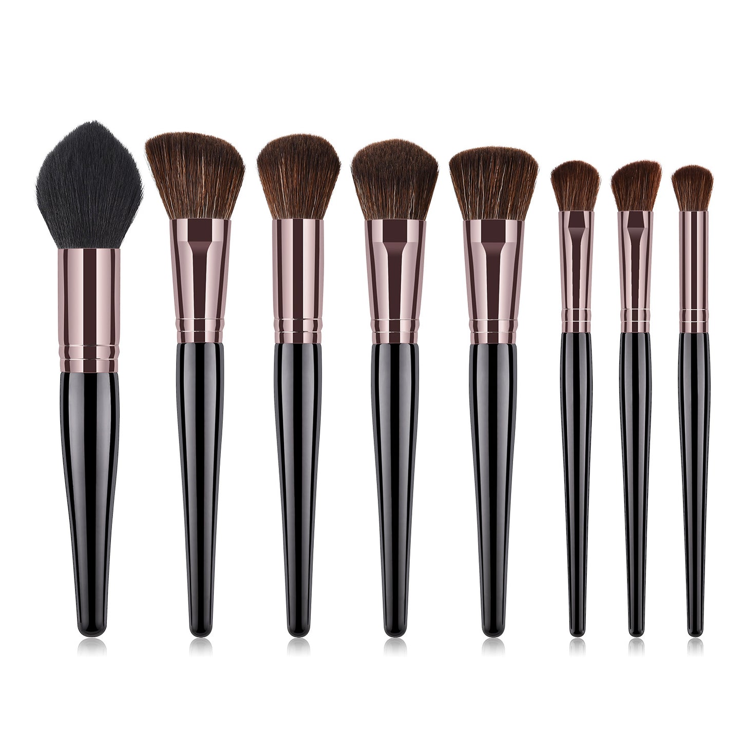 8 Piece Black + Rose Pro Sleek Brush Set - MQO 25 pcs