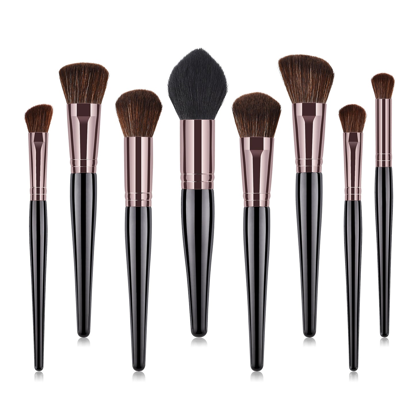 8 Piece Black + Rose Pro Sleek Brush Set - MQO 25 pcs