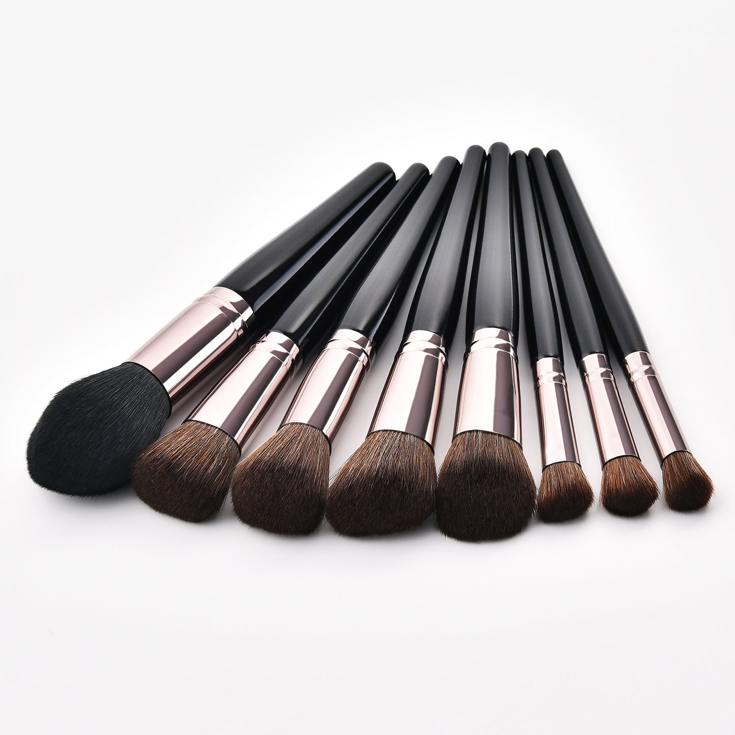 8 Piece Black + Rose Pro Sleek Brush Set - MQO 25 pcs