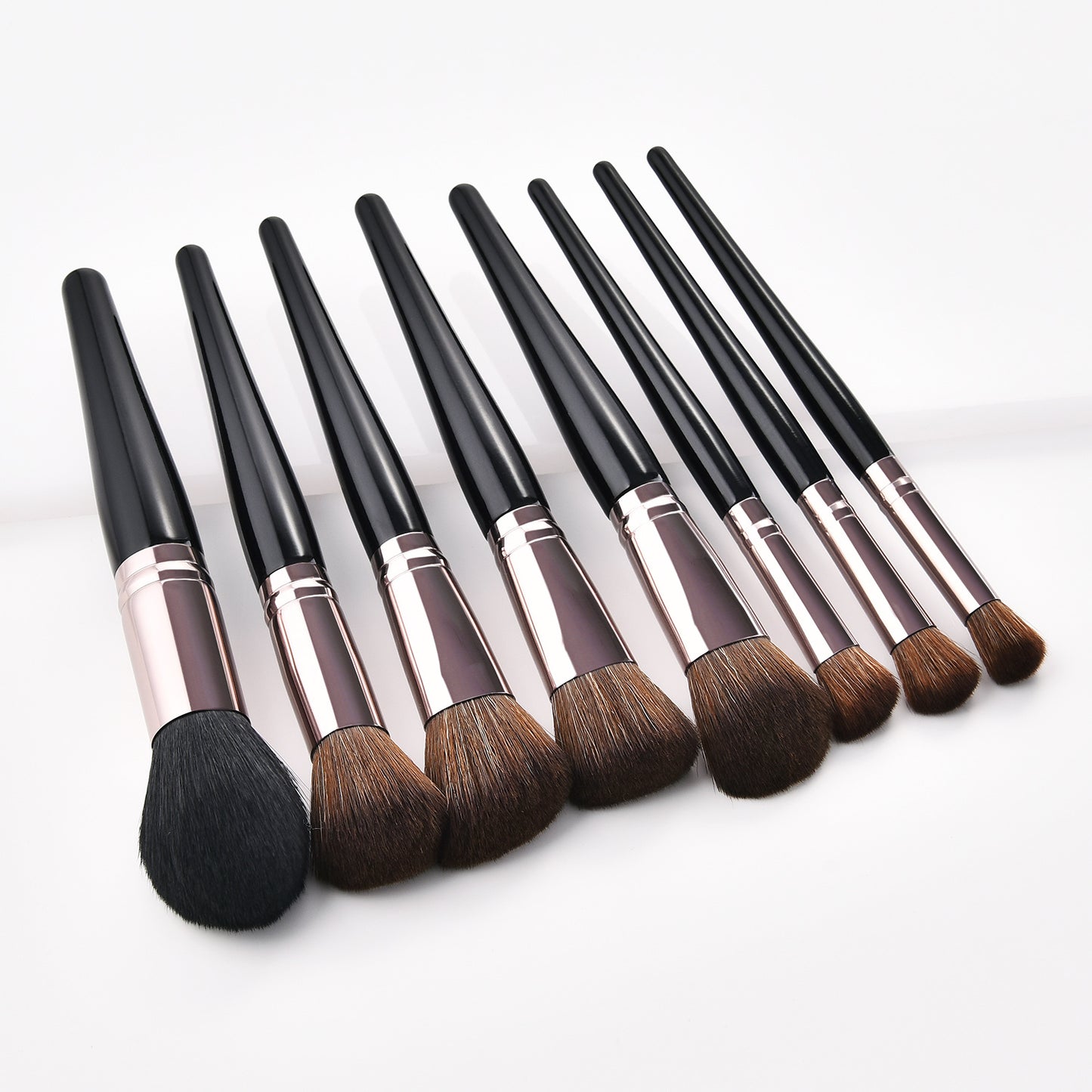 8 Piece Black + Rose Pro Sleek Brush Set - MQO 25 pcs