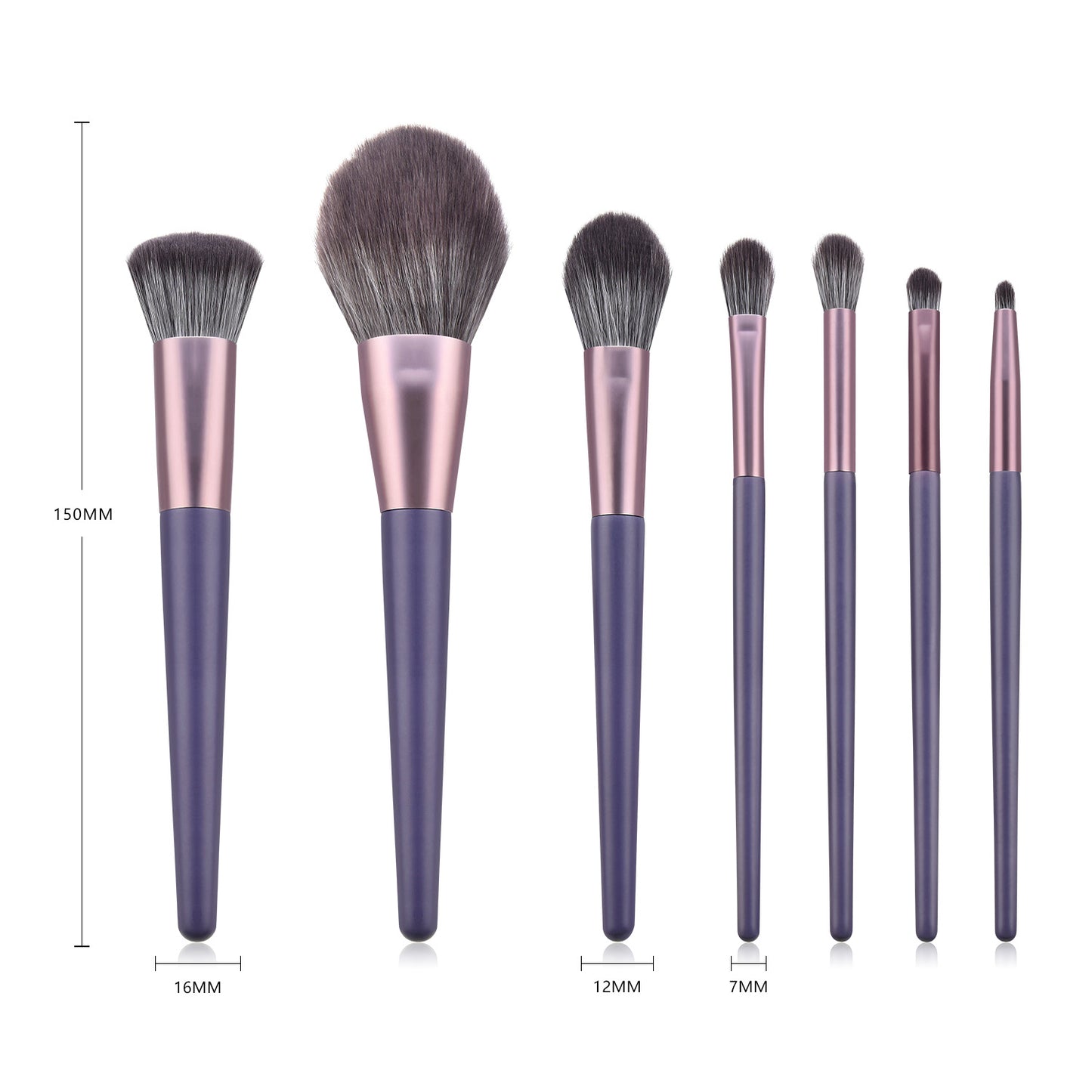 7 Piece Purple + Rose Gold Pro Sleek Brush Set - MQO 25 pcs