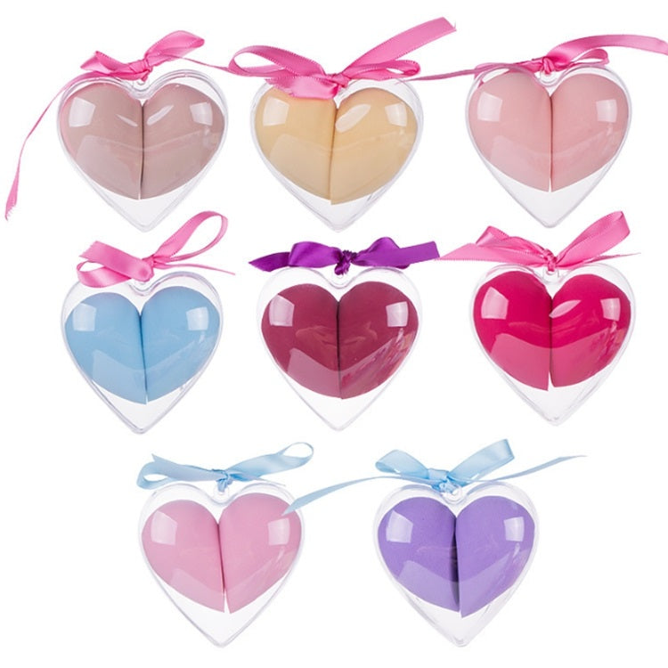 2 Pc Heart Cylinder Container Beauty Blender Make Up Sponge - MOQ 12pcs
