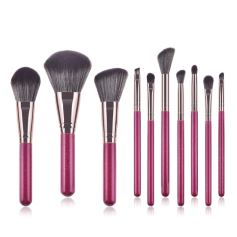 10 Piece Bling Purple Pro Sleek Brush Set - MQO 12 pcs