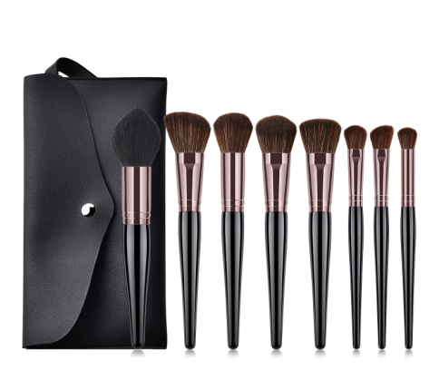 8 Piece Black + Rose Pro Sleek Brush Set - MQO 12 pcs