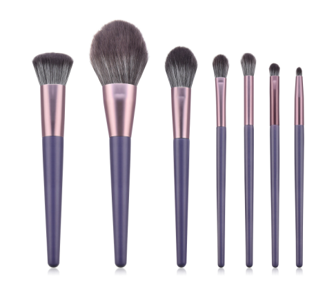 7 Piece Purple + Rose Gold Pro Sleek Brush Set - MQO 12 pcs