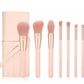 7 Piece Designer pink Pro Brush Set w/Stylish Bag - MQO 12 pcs