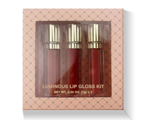 Luxury Top 3 Shade Lip Gloss Set - MQO 12 pcs