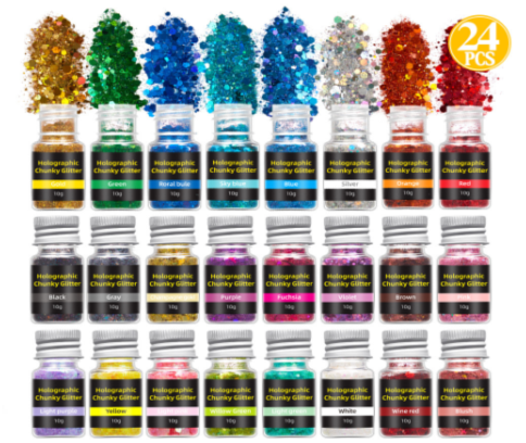 Holographic Chunky Glitter 24 Piece Set - MOQ 50 pcs