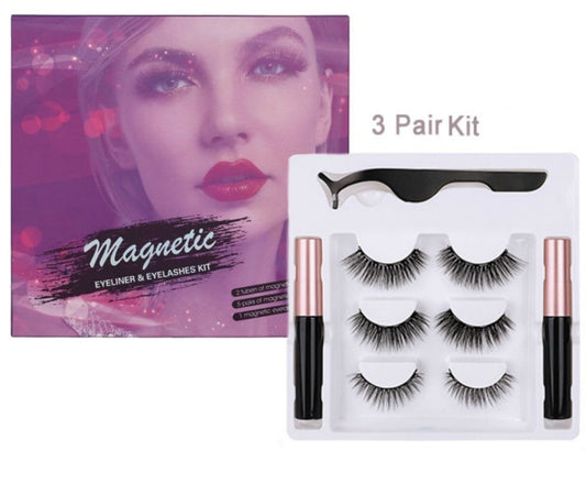 Silk Lash Kit - 3 Pair Magnetic Eyelashes and Eyeliner - MQO 12 pcs