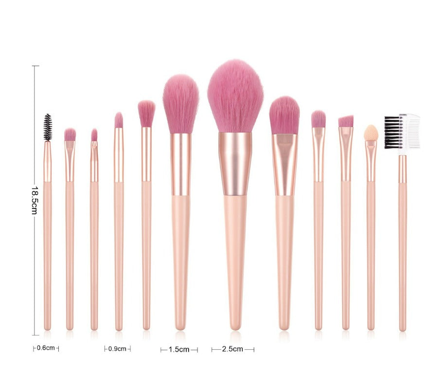 7 pc Pro Sleek Pink and Rose Gold Brush Set - MQO 12 pcs