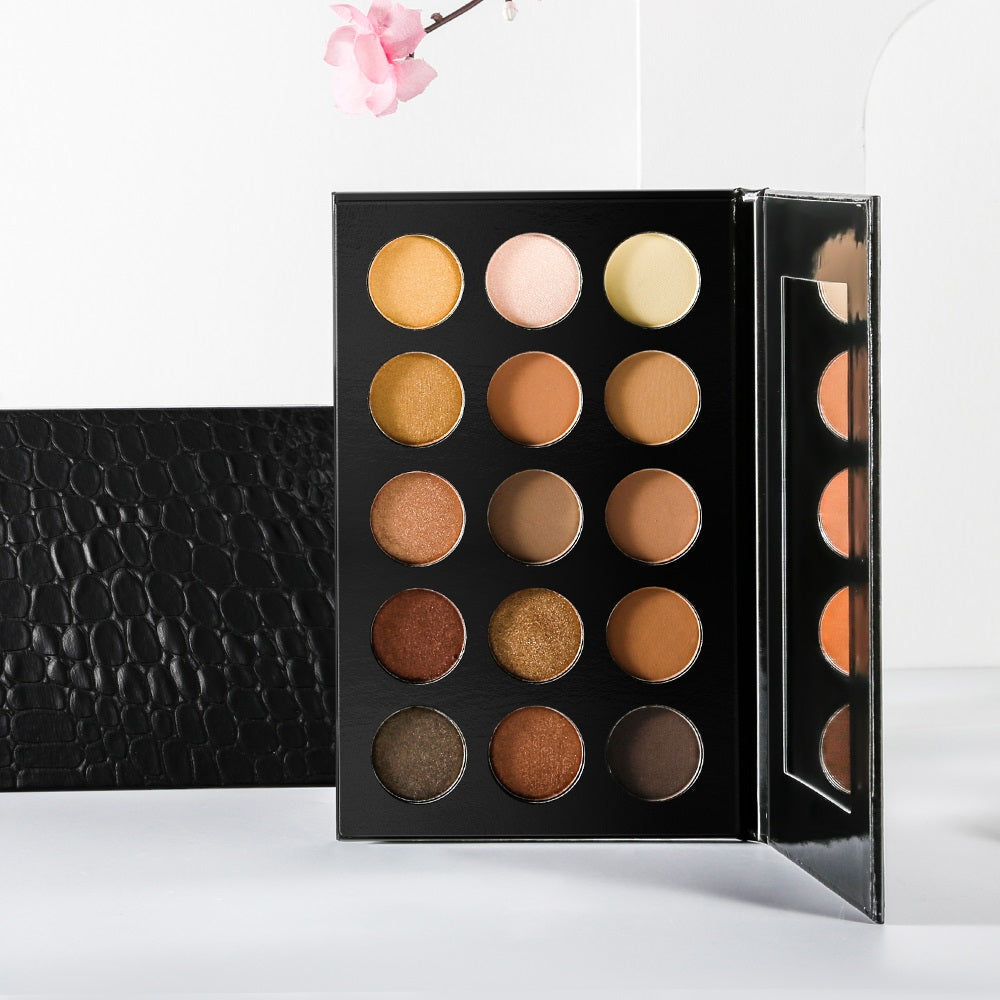 15 Shade Black Textured Case Eyeshadow Palette