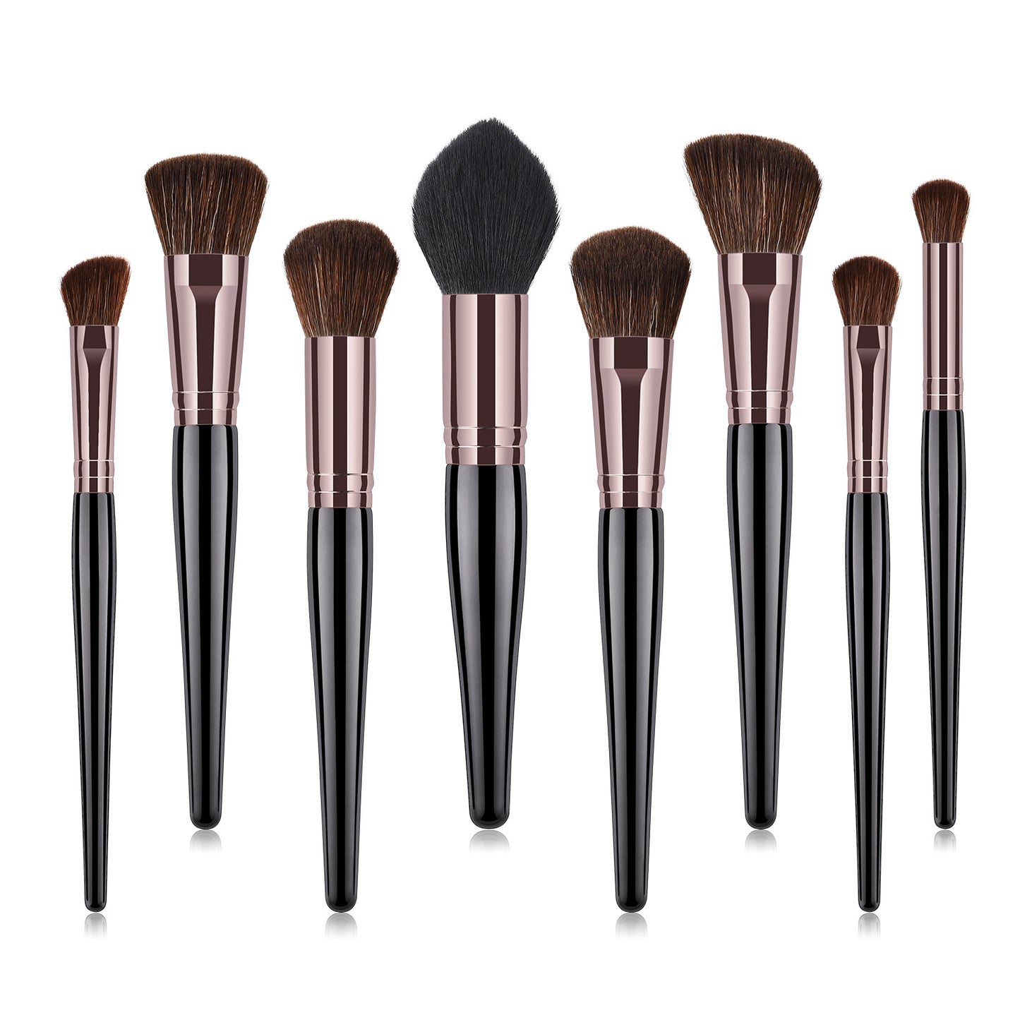 8 Piece Black + Rose Pro Sleek Brush Set - MQO 12 pcs